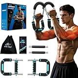 RENRUI Twister Arm Trainer, Adjustable 5 Resistance Levels (40-130 lbs) Chest & Arm Workout Equipment for Men & Women, Ergonomic Home Gym Strength Trainer with Anti-Slip Handles & Carry Bag (Blue)