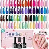 beetles Gel Polish Set 36 Colors Verse of Flower Collection Spring Summer Gel Nail Polish Pink Red Green Blue Gel Polish with 3Pcs Base Top Coat Soak off UV Gel & Nail Art Stickers Gifts for Women