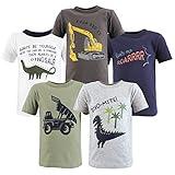 Hudson Baby Unisex Baby Short Sleeve T-Shirts, Construction Dino, 12-18 Months