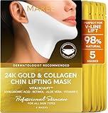 MAREE Collagen Facial Mask with Hyaluronic Acid - Hydrating Face Masks Skincare - Mascarillas Faciales For Women Skin Care - Gold, 5 Count