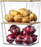 Pantry Organizers Storage, 2 Pack Stackable Kitchen Counter Bins for Onion Potato Garlic, Fruit Vegetable Produce Storage Space-Saving Countertop Organizer (12" x 7" x7")