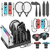 Tokluck Wii U Interactive Gaming Figures Switch Sports Accessories Bundle with Organizer Station Compatible with Nintendo Switch/OLED Console & Joy-con, Storage and Organizer for Switch Sports Game