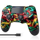 MOOGOLE Wireless Controller Compatible with PS4, with USB C Cable/1000mAh Battery/Dual Motors/6-Axis Gyro/3.5mm Audio Jack/Multi Touch Pad/Share Button (Colorful Arrows)