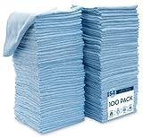 S&T INC. 100 Pack Microfiber Cleaning Cloth, Bulk Towels for Home, Reusable Microfiber Towels for Cars, Cleaning Rags, Light Blue, 11.5 Inches x 11.5 Inches, 100 Count