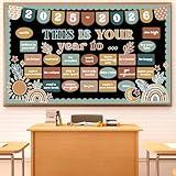 Boho Motivational Bulletin Board Set This is Your Year Classroom Decoration Retro Boho Inspirational Welcome Back to School Bulletin Board Cutouts for School Office Chalkboard Wall Door Decor Supply