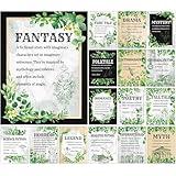 Pasimy 16 Pcs Literary Genres Posters Bulletin Board Set Greenery Classroom Decor Eucalyptus Literature Posters Reading Genres Educational Art Prints for Middle High School Classroom Library Decor