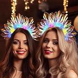 2 PCS LED Headband Light Up Headband, Glow In The Dark Party Supplies, Glow Party Supplies for Women & Girls, Light Up Party Favors Flashing Hair Band for Raves, Halloween, Christmas, Night Events