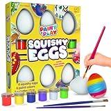 Easter Egg Squishy Painting Kit - Arts & Crafts for Girls and Boys - Kids Art Activities - Craft Gift for Kid Ages 6 7 8 9 10 Year Old Girl Gifts - Decorate 6 Slow Rising Squishies with Paint