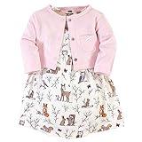 Hudson Baby Girls' Cotton Dress and Cardigan Set, Enchanted Forest, 0-3 Months