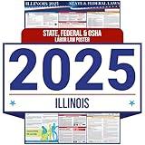 2025 Illinois State and Federal Labor Law Poster - OSHA Workplace Compliant - Mandatory Regulations Posting for Employees - All-in-One Required Compliance Posting 16" x 40" Laminated (English)