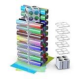 Baspoom Vinyl Storage Rack, Vinyl Organizers Store Up to 40 Vinyl Rolls, Flexible Vinyl Holder for Craft Room Organizers and Storage Wall Mount Available White 24 PCS