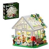 Flower House Building Set, Creative Garden Playset Toy with LED Light, Build a Greenhouse Model, Great Gift for Friends or Girls (597 Pieces)