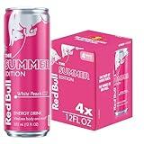 Red Bull White Peach Summer Edition Energy Drink, with 114mg Caffeine plus Taurine & B Vitamins, 12 Fl Oz, 4 Pack