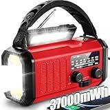 QAUYYW Emergency Weather Radio,37000mWh Portable NOAA/AM/FM Crank Radio, Reading Light, Solar Radio, SOS Emergency Flashlight, Multiple Power Sources,for Hurricanes and Emergencies