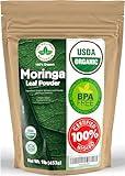 U.S. Wellness Naturals Moringa Powder 1LB (16Oz) 100% Certified Organic| 100% Pure Moringa Leaf NO Stems| - Raw from India | Smoothies | Drinks | Tea | Recipes - Resealable Bag