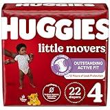 Huggies Size 4 Diapers, Little Movers Baby Diapers, Size 4 (22-37 lbs), 22 Count (Packaging May Vary)