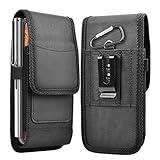 Takfox Phone Holster for Samsung Galaxy S25 Ultra S24 Plus S23 S22 S21 FE S20 Note 20 A35 A16 A23 A15 A51 A71, Moto G Stylus 5G Nylon Cell Phone Belt Clip Holster Carrying Pouch w Card Holder,Black