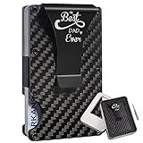 Kullder Carbon Fiber Wallet, Minimalist Slim Men's Wallet with Money Clip, RFID Blocking, Personalized Engraving, Perfect Dad Gift, Black