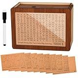 10000 Kakeibo Wooden Money Saving Challenge Box Cash Vault Piggy Bank for Adults Kids Savings Goals Smash Box Saver for Boys and Girls (10 Amounts)