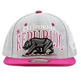 The Hat Depot 1300A Premium Quality Republic California Soft Heather Grey Snapback Cap (Fuchsia)