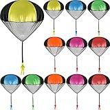 Vinsot 36 Pieces Army Parachute Toy Parachute Flying Toys Action Figures Toy Hand Throwing Army Men Toy Figures No Battery Throwing Toys for Present Teens Boys Outdoor Games (Solid Color Style)