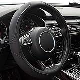 Xizopucy Car Steering Wheel Cover,14.5-15 Inch Black Universal Microfiber Leather Covers Breathable Anti-Slip Odorless Steering Wheels Accessories for Men Women