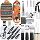 Camping Cooking Set- 31 Pcs Camping Utensils Camping Essentials Camping Gear for Camp Kitchen Cooking and Grilling, Portable Outdoor Cooking Travel Set for RV Tent Camper, BBQs, Camping Accessories