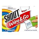 Shout Wipes Stain Remover for Clothes Laundry, Instant Stain Remover and Individually Wrapped, Travel Essentials, Works on Everyday Stains, 12 Wipes per Carton (6 Cartons)