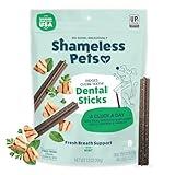 Shameless Pets Dental Treats for Dogs, A Cluck A Day - with Digestive Support for Teeth Cleaning & Fresh Breath - Dog Bones Dental Chews Free from Grain, Corn & Soy