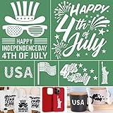 Alinacutle Happy 4th July Celebrate Silk Screen Stencil,Reusable Self-Adhesive Silkscreen Printing, for Printing on Wood/Fabric/Paper, Home Decoration,8.5" x 11"