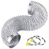 Steelsoft Heavy Duty 4"Flexible Dryer Vent Exhaust Duct Hose 3 Feet for Tight Space, Extra Thick(6-ply) Aluminum Foil Ducting Kit with 2 Key Hose Clamps