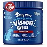 Zesty Paws Eye Supplement for Dogs - Vision Support with Antioxidants & Omega 3 Fatty Acids - 90 Chews