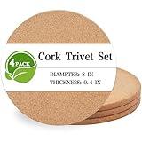 NIJIALGEXPY Cork Trivet, 4 Pack High Density Thick Cork Coasters Set for Hot Dishes, 8 Inch Heat Resistant Multifunctional Cork Trivets for Hot Dishes, Gray