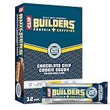 CLIF BUILDERS + Caffeine Protein Bars - Chocolate Chip Cookie Dough Flavor - 20g Plant Based Protein - Gluten Free - Non-GMO - Low Glycemic - No Artificial Sweeteners - 2.4 oz. (12 Pack)
