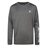 Hurley Boys' Long Sleeve Rash Guard Shirt, Black Heather, L