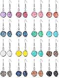 16 Pairs Faux Druzy Dangle Earrings Colorful Druzy Drop Earrings Resin Crystal Earrings for Women Girls (12 mm)