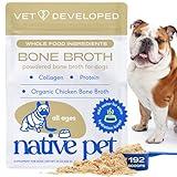 Native Pet Bone Broth for Dogs and Cats - Chicken Bone Broth Powder Dog Food Toppers for Picky Eaters - Provides Extra Nutrition for Joint Strength, Immune Support & Heart Health - 192 Scoops