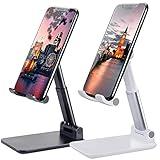 Meetuo 2 Pcs Cell Phone Stand, Adjustable Angle Height Phone Stand for Desk, Fully Foldable/Portable Phone Holder, Compatible for iPhone 16/15/14/13/12/Smartphones