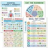 MikerDelisin 4 Piece Healthy Food Sheet 11“ X 17” Dietary Nutrition Checklist High Cholesterol High Fiber Foods Recipes Classroom Essential Vitamins Nutrition Vertical Poster