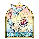 Pope Francis Memorial Suncatcher, 5-Inch Double Layer Acrylic Ornament, Catholic Religious Gift, Car Hanging Decor, Christian Gifts for Men, Women, Faithful Believers, Pope Keepsake Gift