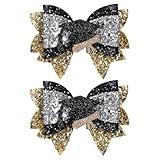 3.5" Glitter Graduation Gift Hair Bow Clips Sparkly Black Gold Graduation Cap Cheer Barrettes Alligator Hairpins for Girls Student Graduate Ceremony Props Uniform Decor Accessory