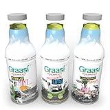 Graasi Organic Barley Grass Water | Hydration Drink with Vitamin C, D, Zinc | USDA Organic, Non-GMO, Vegan | Low-Calorie Wellness Beverage | Sample | 3 Pack (16 Fl Oz Bottles)