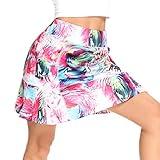 WOWENY Women's Athletic Tennis Skorts Summer Skirts for Women Running Golf Pickleball Skort Active Wear with Pockets (Print Pink, M)