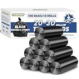 T.FORING 20-30 Gallon Trash Bags Black - 1.28 Mil Thick,30" x 35" Large Garbage Bags 100 Count，20+ Gallon Heavy Duty Trash Can Liners Unscented for Kitchen Home Office Commercial Outdoor