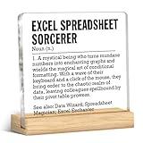 Funny Office Gifts for Accountant Data Analysts Marketing Specialist, Excel Spreadsheet Sorcerer Acrylic Desk Decorative Sign Humor Office Decor