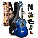 Pyle Beginner Acoustic Guitar Kit, 3/4 Junior Size Instrument for Kids, Adults, 36" Ocean Blue
