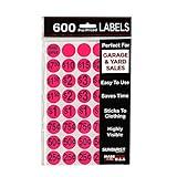 Sunburst Systems 7030 Pre-Priced Garage Sale Stickers (Labels),600 Count, Pink