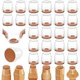 24Pcs Silicone Chair Leg Floor Protectors, Felt Furniture Pads for Hardwood Floors, Rubber Chair Leg Protector for Hardwood Floors, Chair Leg Caps Chair Leg Covers for Wooden Floors(Clear, XSmall)