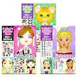 Create a Face Sticker Books 5"x7" Bulk Set for Kids, Toddlers Ages 4-8 - Bundle with 450+ Stickers 75 Sticker Sheets | 3 Sticker Pad Activity Books Girls Featuring Princess, Pets, and Diva