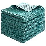 PY HOME & SPORTS Microfiber Kitchen Dish Towels 6 Pack- 17 x 25” Super Absorbent Kitchen Hand Dish Cloths with Upgraded Mesh Design, Lint Free & Quick Drying (Teal)